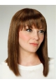 14" Brown Shoulder Length With Bangs Straight Best Synthetic Wigs