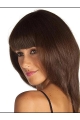 14" Brown Shoulder Length Straight With Bangs Lace Front Synthetic Women  Wigs