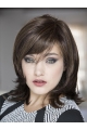 Brown Straight Shoulder Length With Bangs Capless Medium Synthetic Women Wigs