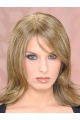 Fabulous Classic Blonde Shoulder Length Straight Mono Synthetic Women Wigs