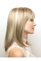 Blonde Straight With Bangs Shoulder Length Amazing Monofilament Synthetic Women Wigs