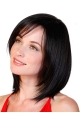  Black Straight Shoulder Length Monofilament Women Bobs Wigs For Cancer