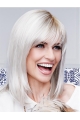  Straight Shoulder Length Capless Synthetic Grey Women Wigs