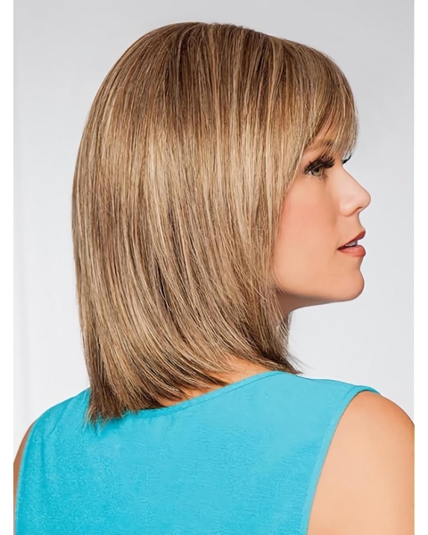  Straight Shouldler Length With Bangs Monofilament Best Synthetic Women Wigs 