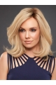 Blonde Straight Shoulder Length Monofilament Human  Hair Women Wigs