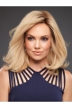 Blonde Straight Shoulder Length Monofilament Human  Hair Women Wigs