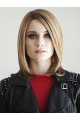  Blonde Straight Shoulder Length Lace Front Medium Human Hair Women Bobs Wigs