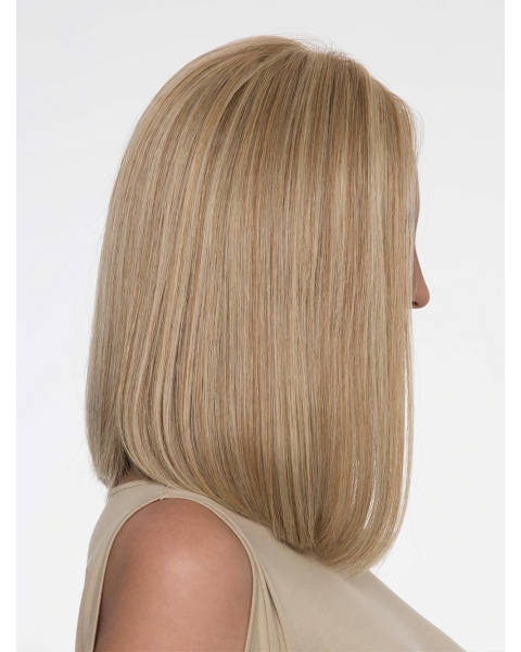 Blonde Straight Shoulder Length Without Bangs  Monofilament Synthetic Women Wig 