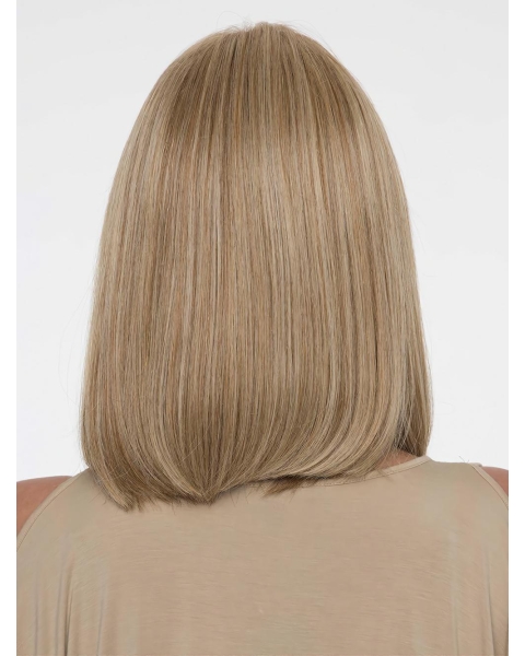 Blonde Straight Shoulder Length Without Bangs  Monofilament Synthetic Women Wig 