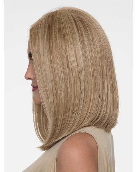 Blonde Straight Shoulder Length Without Bangs  Monofilament Synthetic Women Wig 