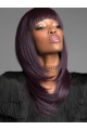 Purple Straight Shoulder Length With Bangs Capless Synthetic Women Wigs