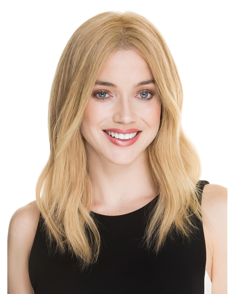 Blonde Shoulder Length Straight Lace Front  Human Hair Women Wigs