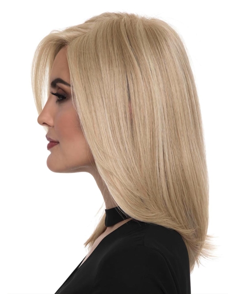 Shoulder Length Monofilament With Bangs Synthetic Wigs For Women