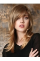 Traditional Straight Medium With Bangs Monofilament Synthetic Women Wigs