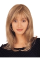 Best Blonde Straight Shoulder Length With Bangs Lace Front Human Hair Women Wigs