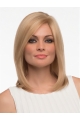 Blonde Straight Shoulder Length Without Bangs Monofilament Human Hair Women Wigs