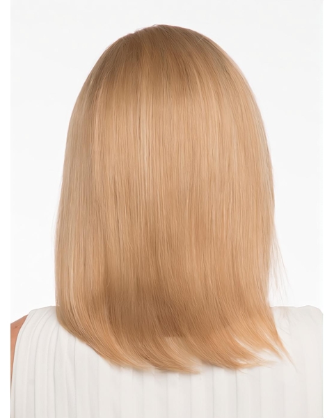 Blonde Straight Shoulder Length Without Bangs Monofilament Human Hair Women Wigs