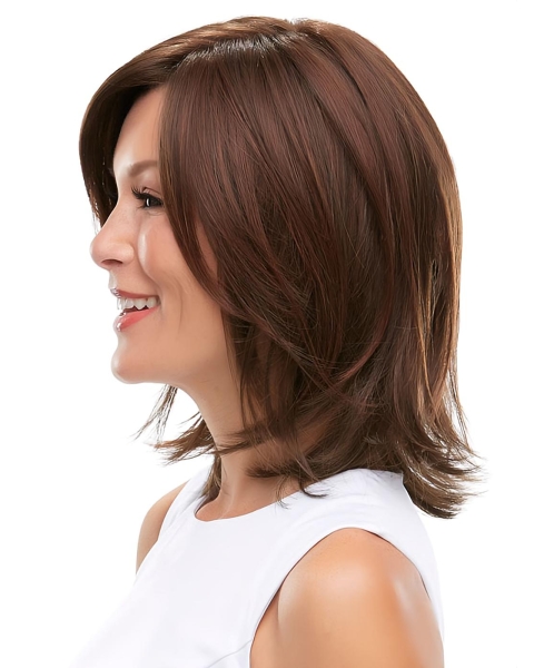 Exquisite Straight Shoulder Length Layered Lace Front Synthetic Women Wigs