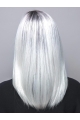 White Straight Shoulder Length 100% Hand tied Synthetic Women Wigs  