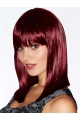 Red Medium Straight With Bangs Capless Synthetic Women Wigs