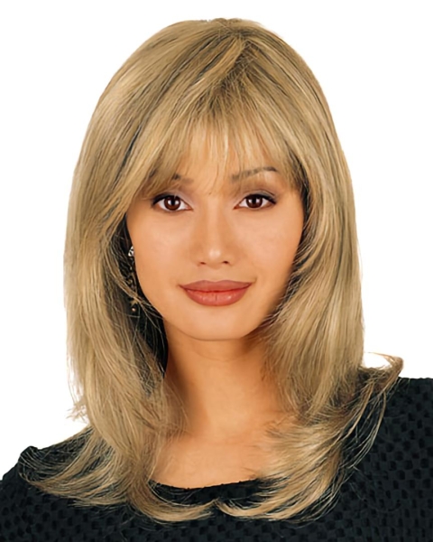 Good Blonde Straight Shoulder Length Monofilament Petite Human Hair Wigs