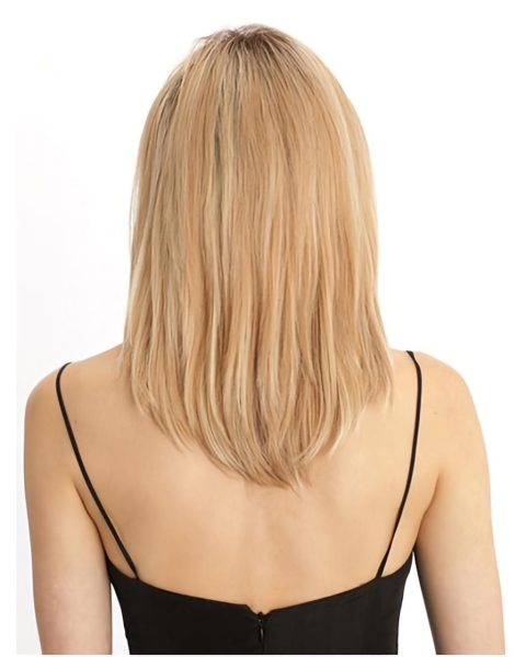 Popular Blonde Straight Shoulder Length Lace Front Human Hair Women Wigs