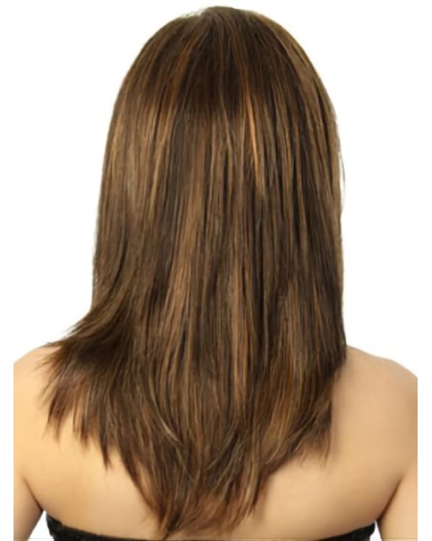 Brown Medium Straight Capless Human Hair Polite Women Wigs