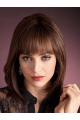 Online Auburn Straight Shoulder Length With Bangs Capless Human Hair Women Wigs