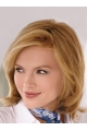 Blonde Medium Straight Hand-Tied Synthetic Easeful Women Wigs