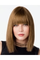 Graceful Straight Shoulder Length With Bangs Lace Front  Human Women Wigs