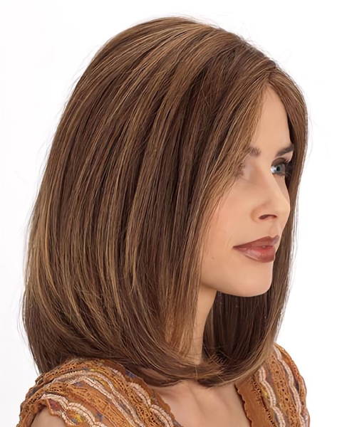 Easy Auburn Straight Shoulder Length Lace Front Human Hair Women Wigs