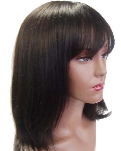 Brown Online Medium Straight Capless Human Hair Women Wigs