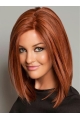 Designed Shoulder Length Straight Without Bangs Capless Human Hair Copper Women Wigs