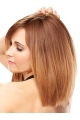 Stylish  Straight Shoulder Length Monofilament Human Hair Women Wigs For Cancer