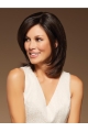 High Quality Brown Shoulder Length Straight  With Bangs Hand-Tied Human Hair Women Wigs