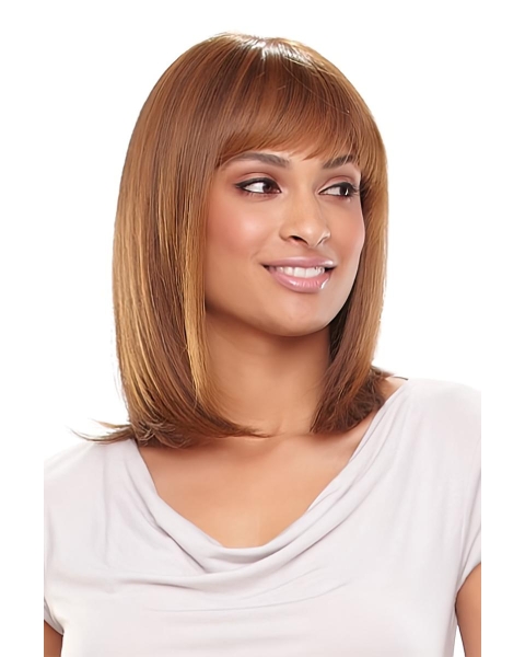 Good Monofilament Straight Shoulder Length Synthetic Women African American Wigs