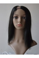 Trendy Black Straight Shoulder Length Lace Front Human Hair U Part Women Wigs