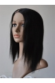 Trendy Black Straight Shoulder Length Lace Front Human Hair U Part Women Wigs