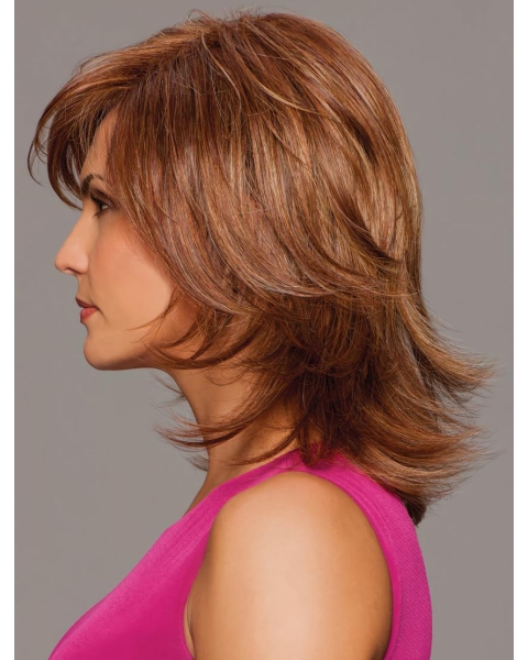 Gorgeous Auburn Straight Shoulder Length Capless Synthetic Comfortable Women Wigs