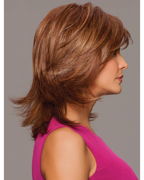 Gorgeous Auburn Straight Shoulder Length Capless Synthetic Comfortable Women Wigs