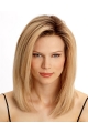 Affordable Blonde Straight Shoulder Length  Lace Front Human Hair Women Wigs