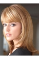 Hairstyles Blonde Straight With Bangs Shoulder Length Lace Front Synthetic Women Wigs