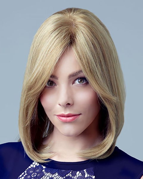 Designed Blonde Straight Shoulder Length Human Hair Celebrity Women Wigs