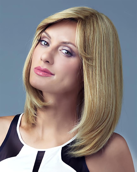 Designed Blonde Straight Shoulder Length Human Hair Celebrity Women Wigs