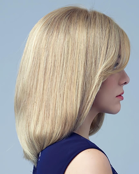 Designed Blonde Straight Shoulder Length Human Hair Celebrity Women Wigs