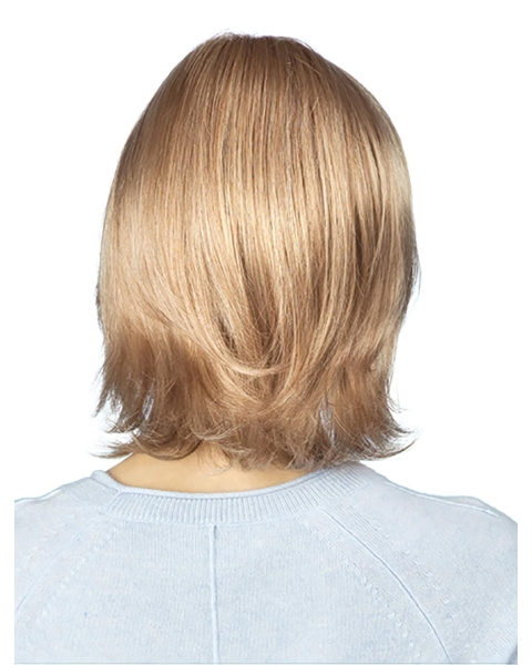 Fantastic Blonde Shoulder Length Straight  Layered Capless Synthetic Women Wigs