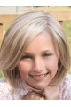 Fantastic Blonde Shoulder Length Straight Synthetic Bobs Kids Wigs