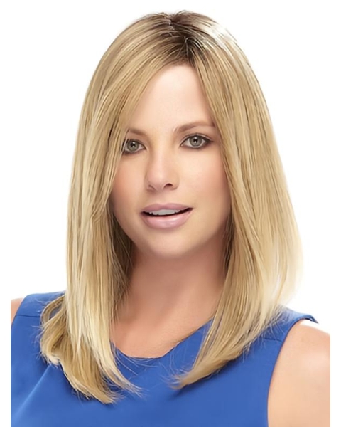 Fabulous Blonde Straight Shoulder Length Lace Front Synthetic Women Celebrity Wigs