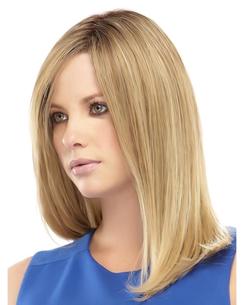 Fabulous Blonde Straight Shoulder Length Lace Front Synthetic Women Celebrity Wigs