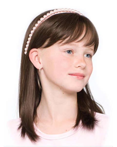 Refined Brown Straight Shoulder Length With Bangs Hand-Tied Synthetic Kids Wigs